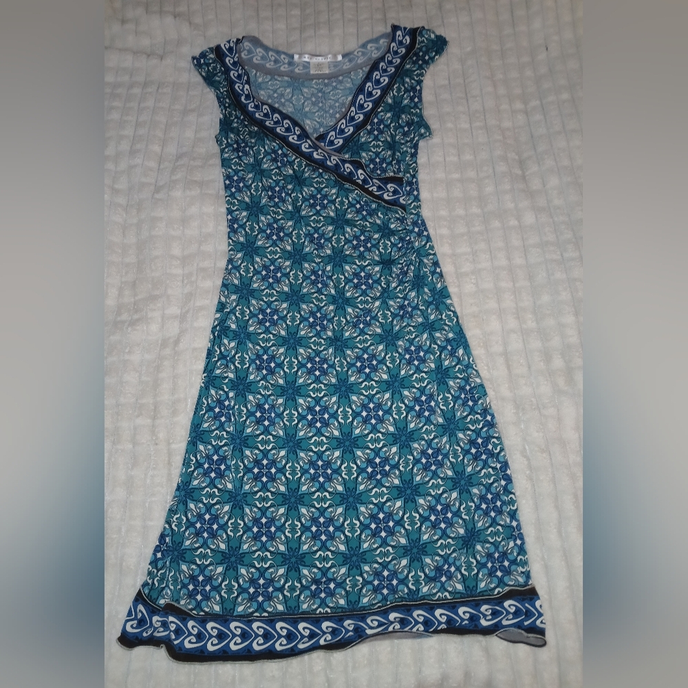 Max Studio Teal and Navy Midi Dress